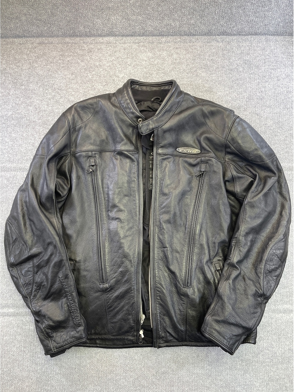 Harley Davidson Mens XL FXRG Leather Motorcycle Riding Jacket Vented Armored